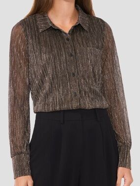 Halogen Metallic Button-Up Shirt